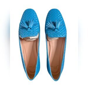 J. Crew Woven Tassel Loafers Blue sz 10 NWOT